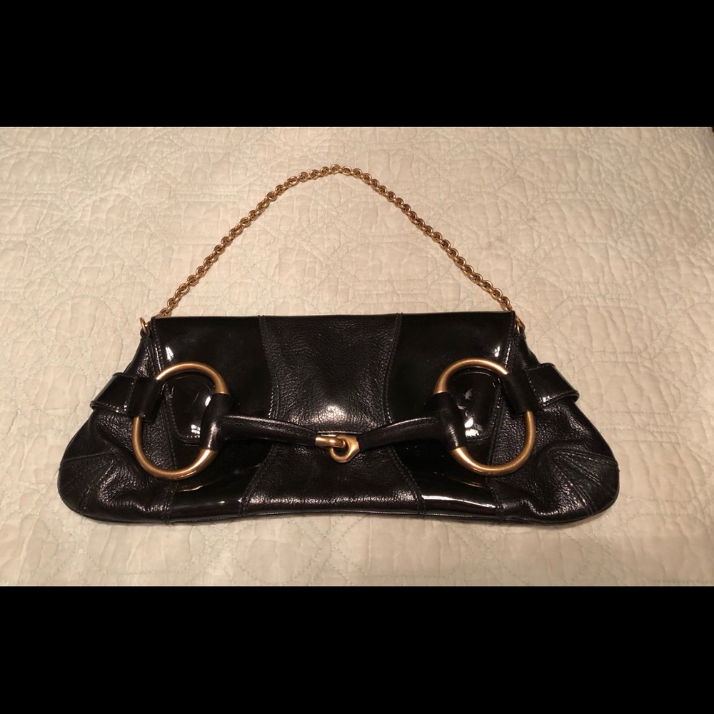 Rare Gucci Horsebit Blk Leather Purse/Shoulder Bag